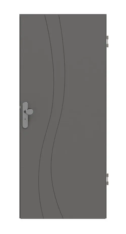 Widok frontowy drzwi wejściowych do mieszkania Huga Signum 51 Hygge szary RAL 7037 Lack Concept