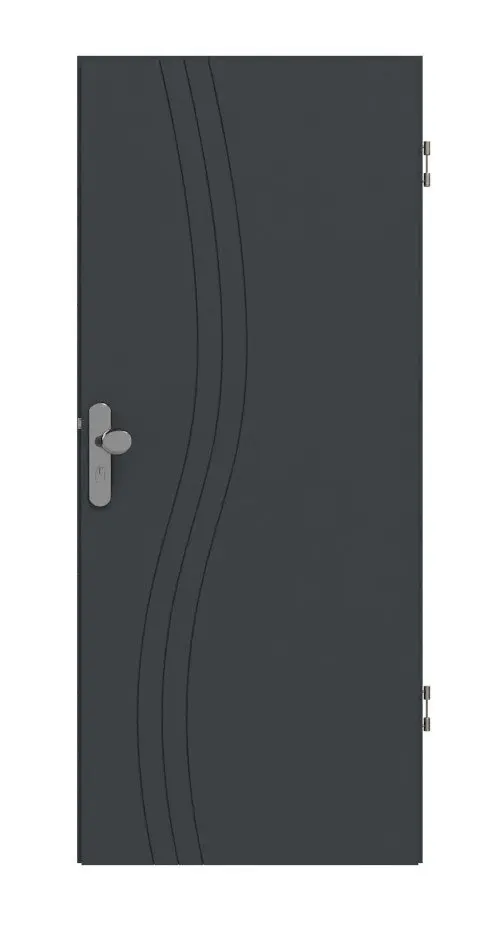 Widok frontowy drzwi wejściowych do mieszkania Signum 53 Basic lakier antracyt RAL 7016 - Huga