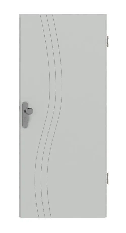 Widok frontowy drzwi wejściowych do mieszkania Signum 53 Basic lakier szary RAL 7035 - Huga