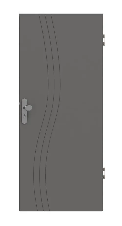 Widok frontowy drzwi wejściowych do mieszkania Huga Signum 53 Hygge szary RAL 7037 Lack Concept.