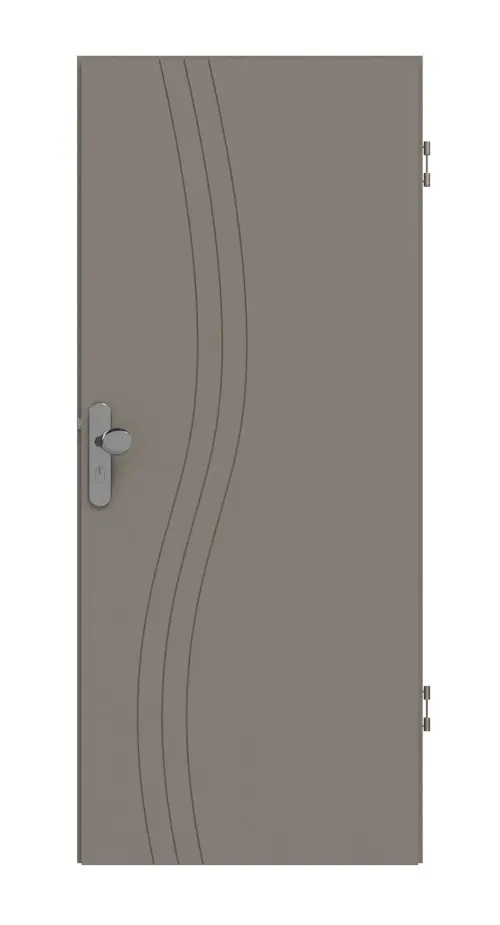 Widok frontowy modelu Signum 53 Basic lakier taupe (kolor ciemnoszaro-brązowy) RAL 7048 drzwi wejściowe do mieszkania - Huga