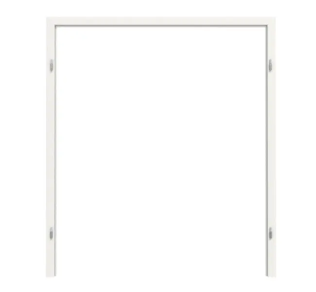 Widok frontowy marki GARANT: rama osłonowa do drzwi dwuskrzydłowych biały lakier 9016 z zaokrągloną krawędzią.