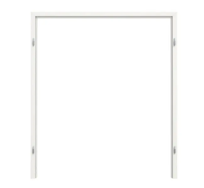 Widok frontowy firmy GARANT: rama blokowa do drzwi dwuskrzydłowych, powierzchnia CPL authentic bianco z zaokrągloną krawędzią