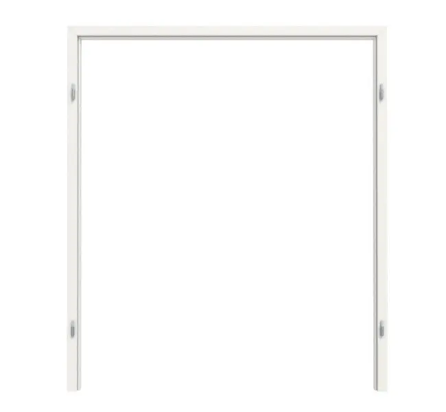 Widok frontowy marki GARANT rama blokowa do drzwi dwuskrzydłowych biały lakier 9016 z zaokrągloną krawędzią