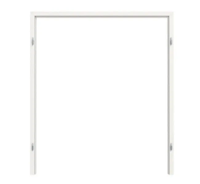 Widok frontowy marki GARANT, rama blokowa do drzwi dwuskrzydłowych, biały lakier 9016 CePaL z zaokrągloną krawędzią.