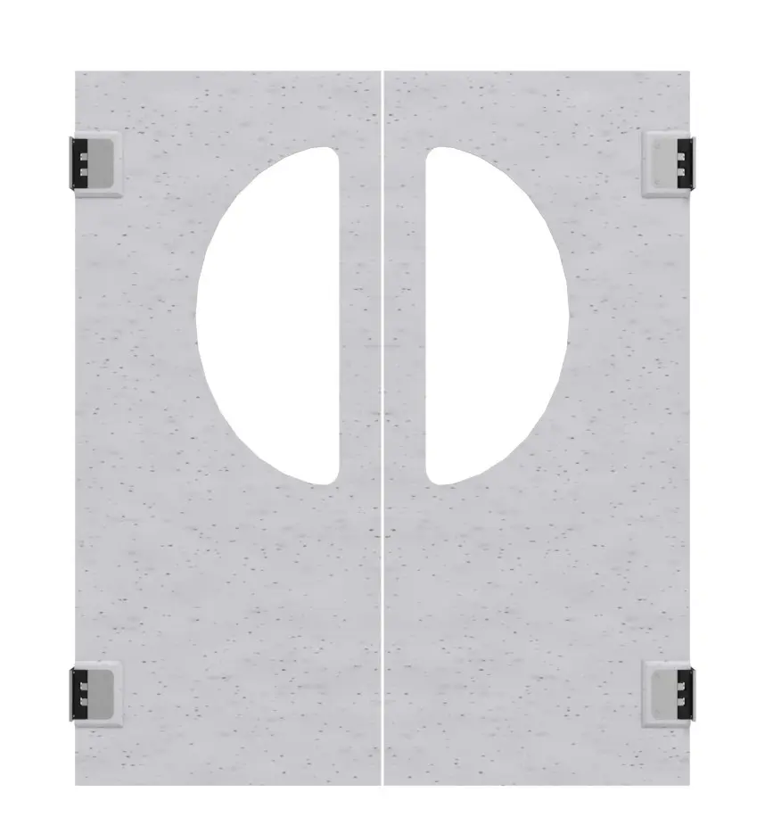 HÖRMANN podwójne drzwi wahadłowe z tworzywa sztucznego granit z przeszkleniem półokrągłym