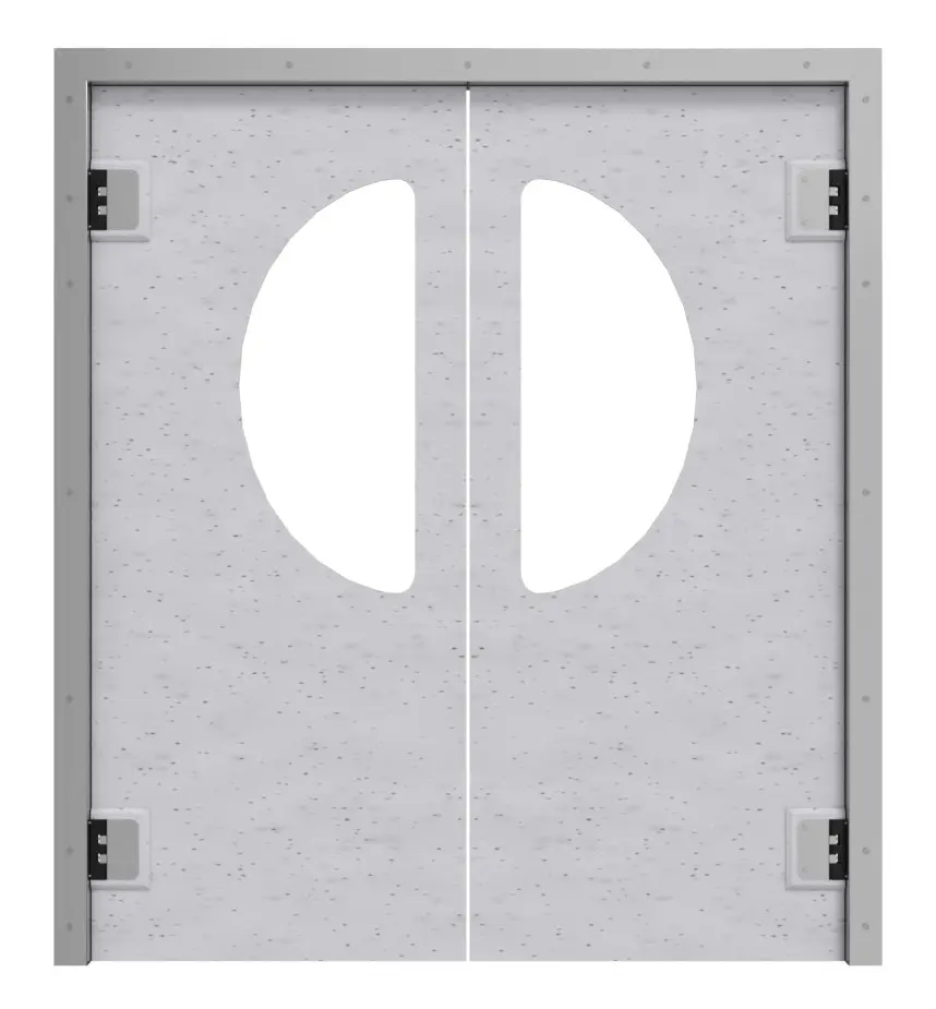 HÖRMANN podwójne drzwi wahadłowe z tworzywa sztucznego Granit z półokrągłym przeszkleniem w tym ościeżnica opaskowa