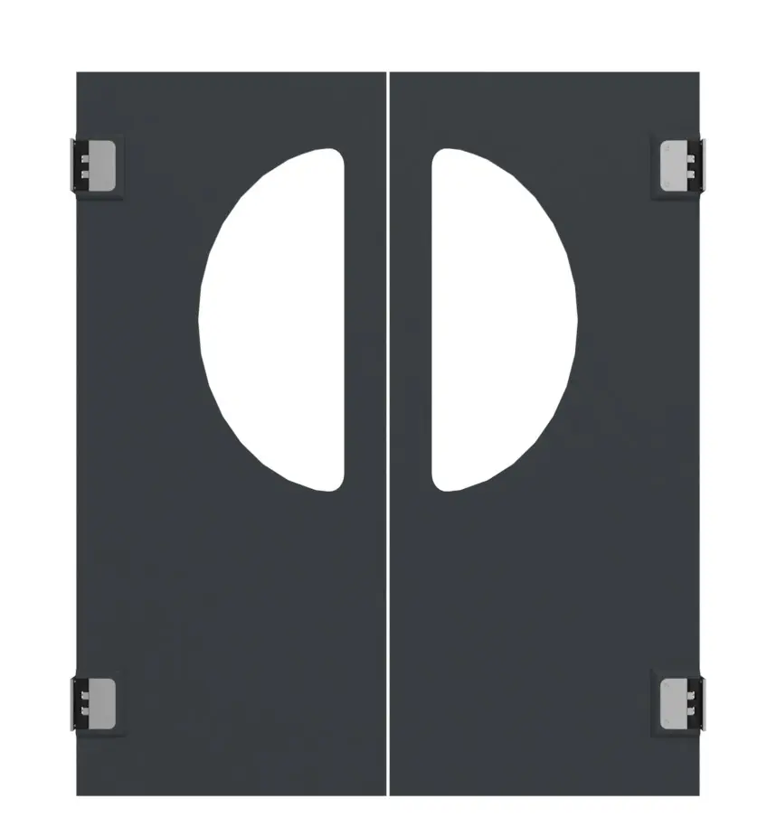 HÖRMANN dwuskrzydłowe drzwi wahadłowe z tworzywa sztucznego z przeszkleniem półkolistym