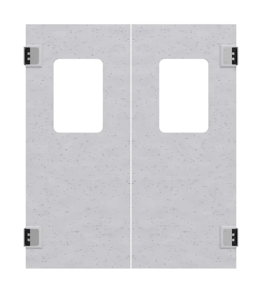 HÖRMANN 2-skrzydłowe drzwi wahadłowe z tworzywa sztucznego granit z przeszkleniem prostokątnym wraz z ramą osłonową