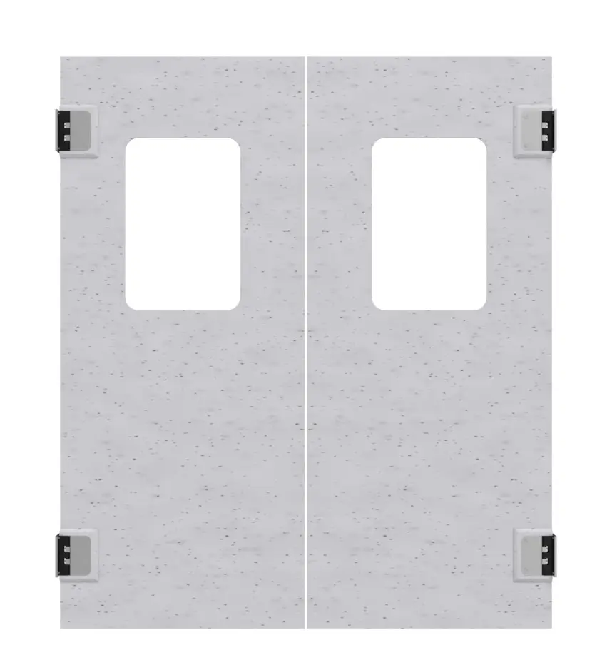 HÖRMANN dwuskrzydłowe drzwi wahadłowe z tworzywa sztucznego Granit z przeszkleniem prostokątnym w zestawie z ościeżnicą opaskową