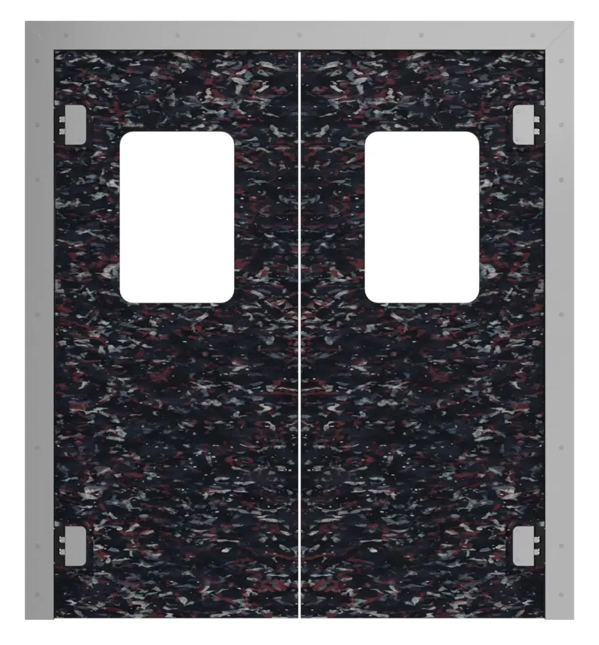 HÖRMANN Drzwi podwójne wahadłowe z tworzywa sztucznego Konfetti kolorowe z prostokątnym przeszkleniem, wraz z ramą osłonową
