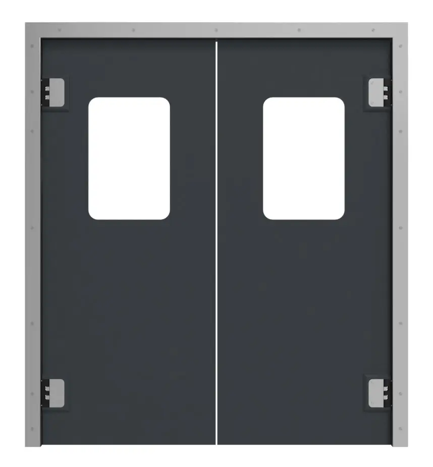 HÖRMANN 2-skrzydłowe drzwi wahadłowe z tworzywa sztucznego z przeszkleniem prostokątnym w zestawie z ościeżnicą opaskową