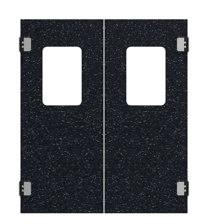 HÖRMANN podwójne drzwi wahadłowe z tworzywa sztucznego czarne barwne z przeszkleniem prostokątnym