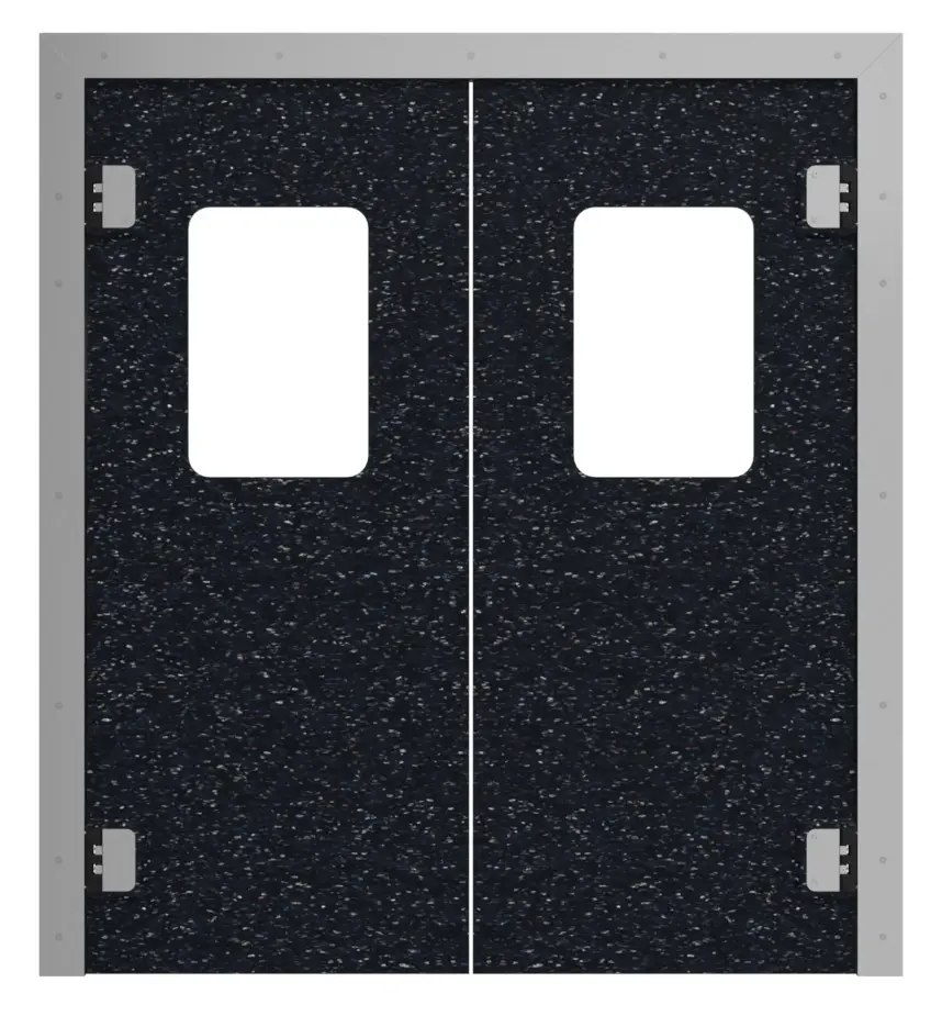 Dwuskrzydłowe drzwi wahadłowe HÖRMANN z tworzywa sztucznego, czarny, kolorowy, z przeszkleniem prostokątne, w tym rama osłonowa