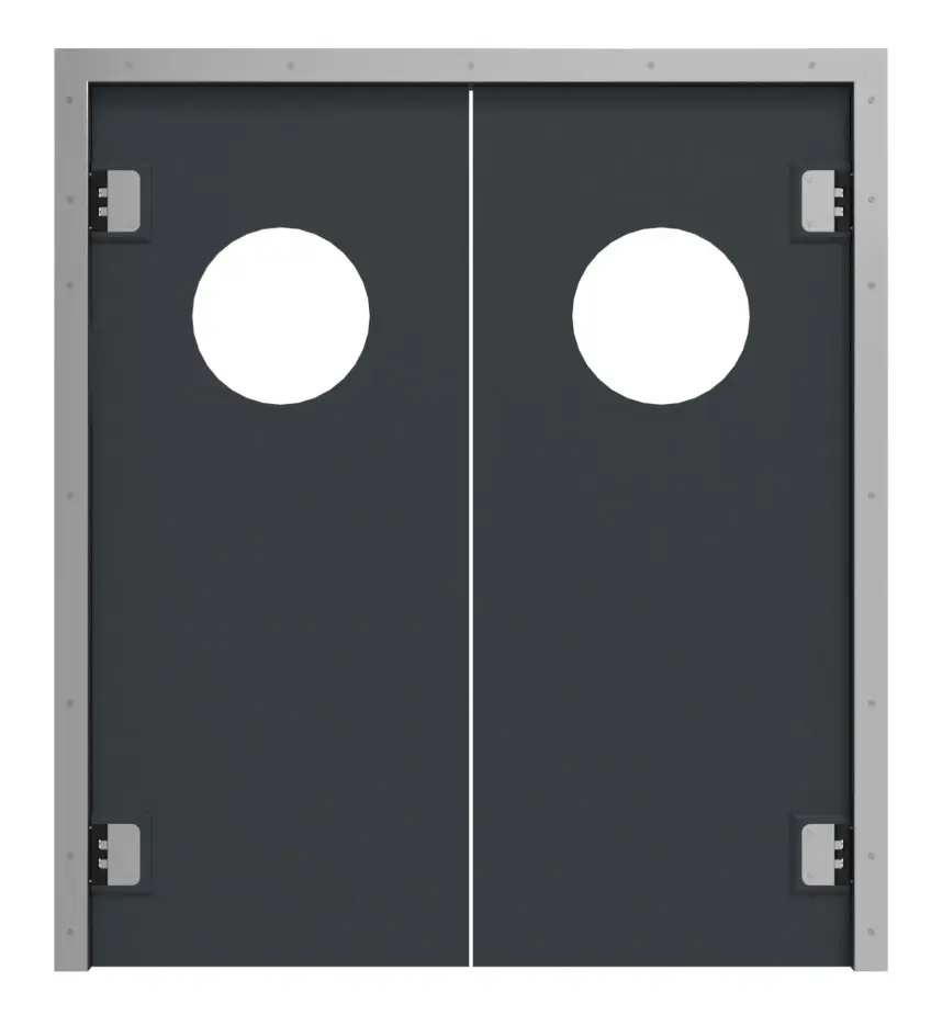 HÖRMANN podwójne drzwi wahadłowe z tworzywa sztucznego z przeszkleniem zaokrąglone z ościeżnicą opaskową