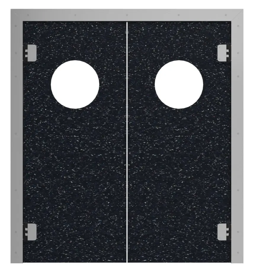 HÖRMANN 2-skrzydłowe drzwi wahadłowe z tworzywa sztucznego, czarne Bunt, z zaokrąglonym przeszkleniem, w tym rama osłonowa