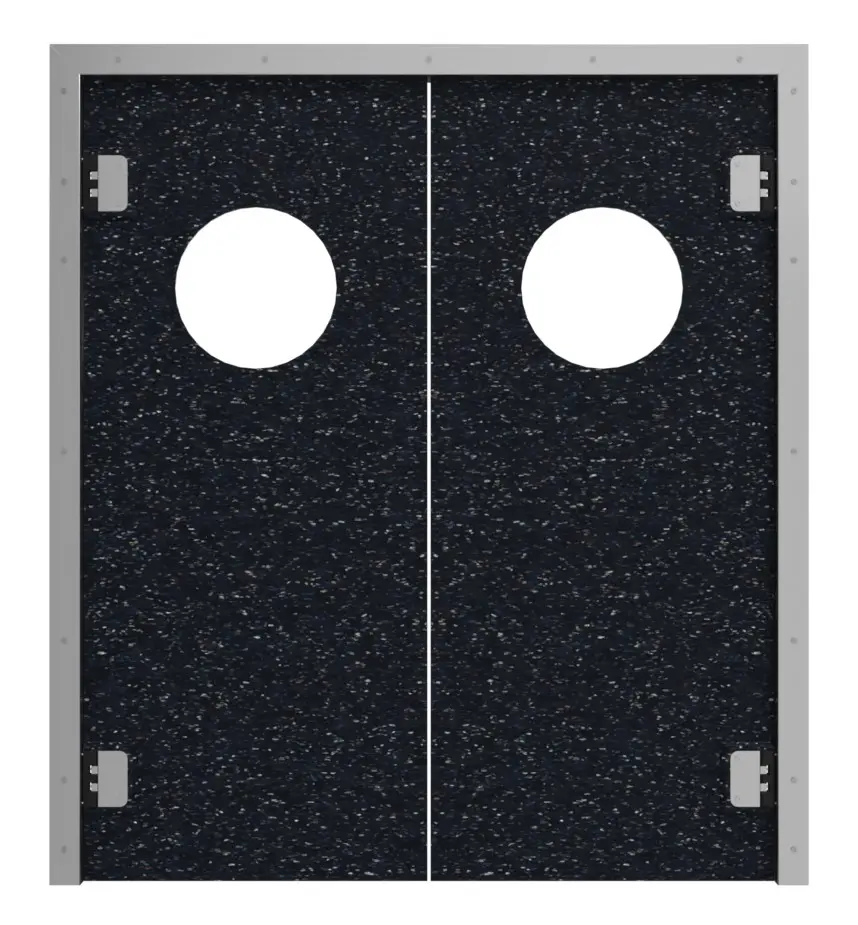 HÖRMANN 2-skrzydłowe drzwi wahadłowe z tworzywa sztucznego, czarny kolorowy z przeszkleniem, zaokrąglone, wraz z ościeżnicą opaskową