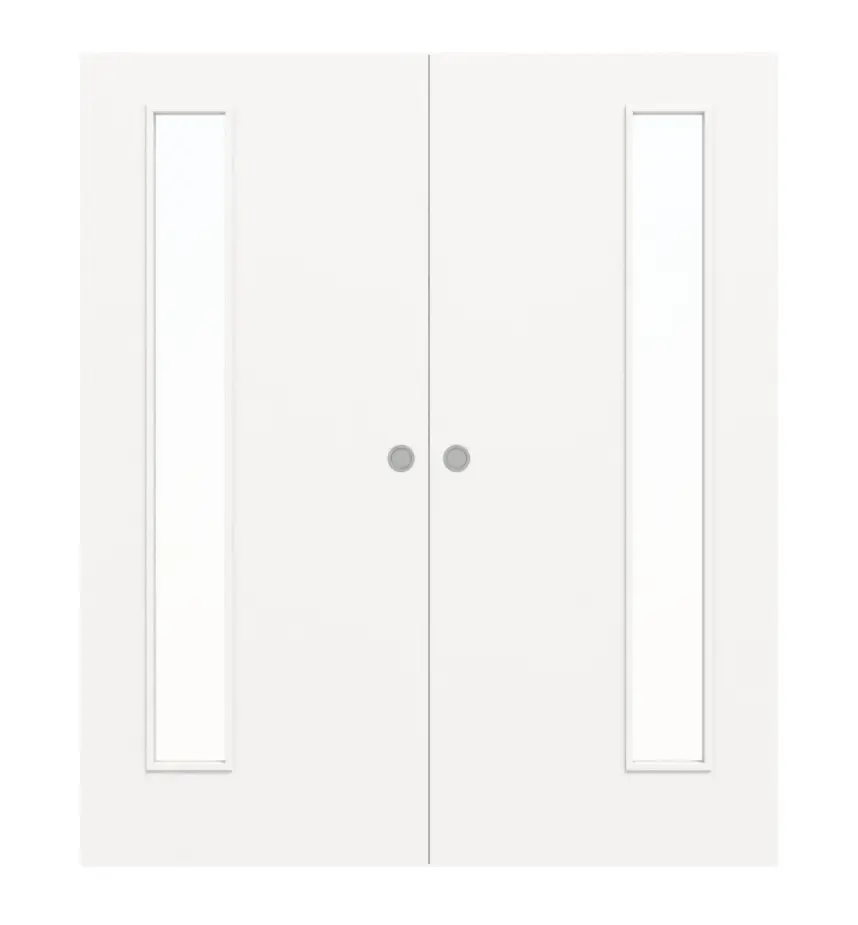 Frontansicht von WESTAG Doppelflügel-Schiebetür Arctic Weiß A 222 RAL 9016 PortaLit CPL mit Lichtausschnitt LA-1B
