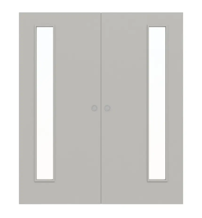 WESTAG drzwi dwuskrzydłowe przesuwne białe Jasnoszary A 402 PortaLit CPL z przeszkleniem LA-1B