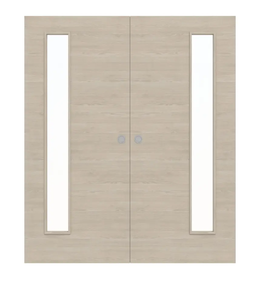 WESTAG drzwi dwuskrzydłowe białe przesuwne Dąb platynowy Cross EIC 424 PortaLit CPL z przeszkleniem LA-1B