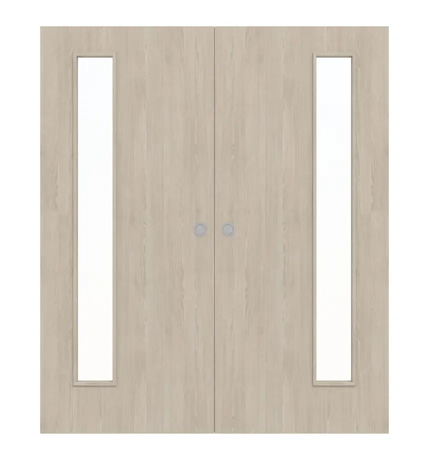 WESTAG Drzwi dwuskrzydłowe białe przesuwne Dąb platynowy Ei 424 PortaLit CPL z przeszkleniem LA-1B