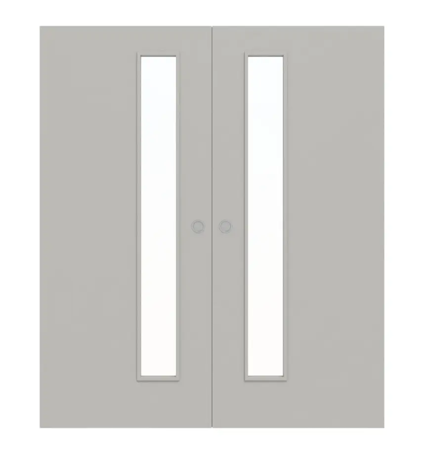 WESTAG drzwi dwuskrzydłowe przesuwne białe jasnoszary A 402 PortaLit CPL z przeszkleniem LA-1D