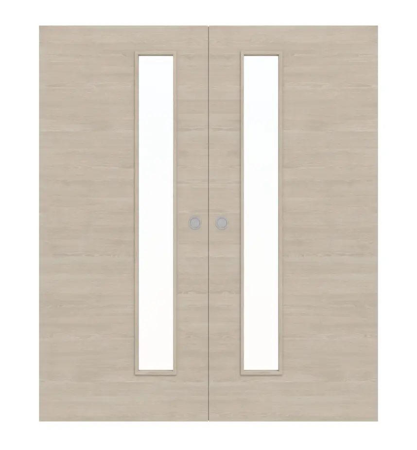 WESTAG Drzwi dwuskrzydłowe białe przesuwne Dąb platynowy Cross EIC 424 PortaLit CPL z przeszkleniem LA-1D