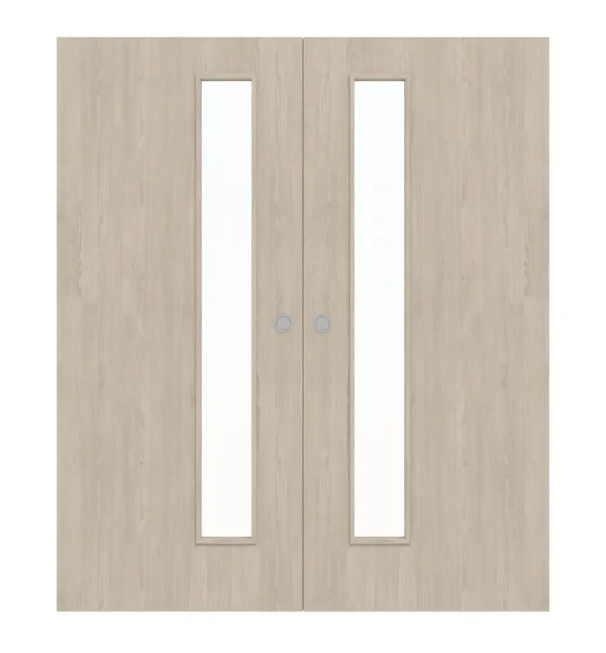 WESTAG Drzwi dwuskrzydłowe białe przesuwne Dąb platynowy Ei 424 PortaLit CPL z przeszkleniem LA-1D