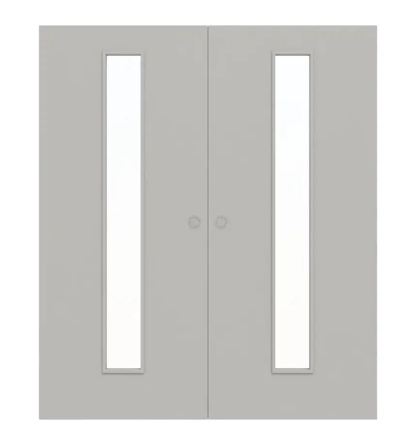 WESTAG drzwi dwuskrzydłowe przesuwne białe Jasnoszary A 402 PortaLit CPL z przeszkleniem LA-1