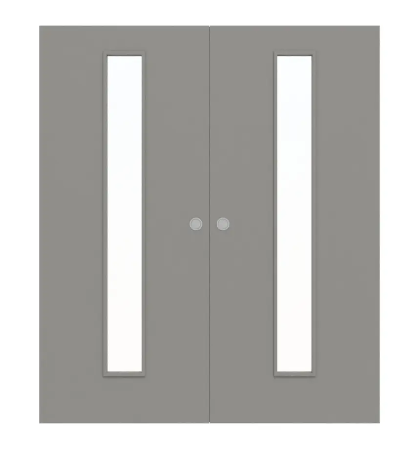 WESTAG drzwi dwuskrzydłowe białe przesuwne w kolorze szpachlówki A 446 PortaLit CPL z przeszkleniem LA-1