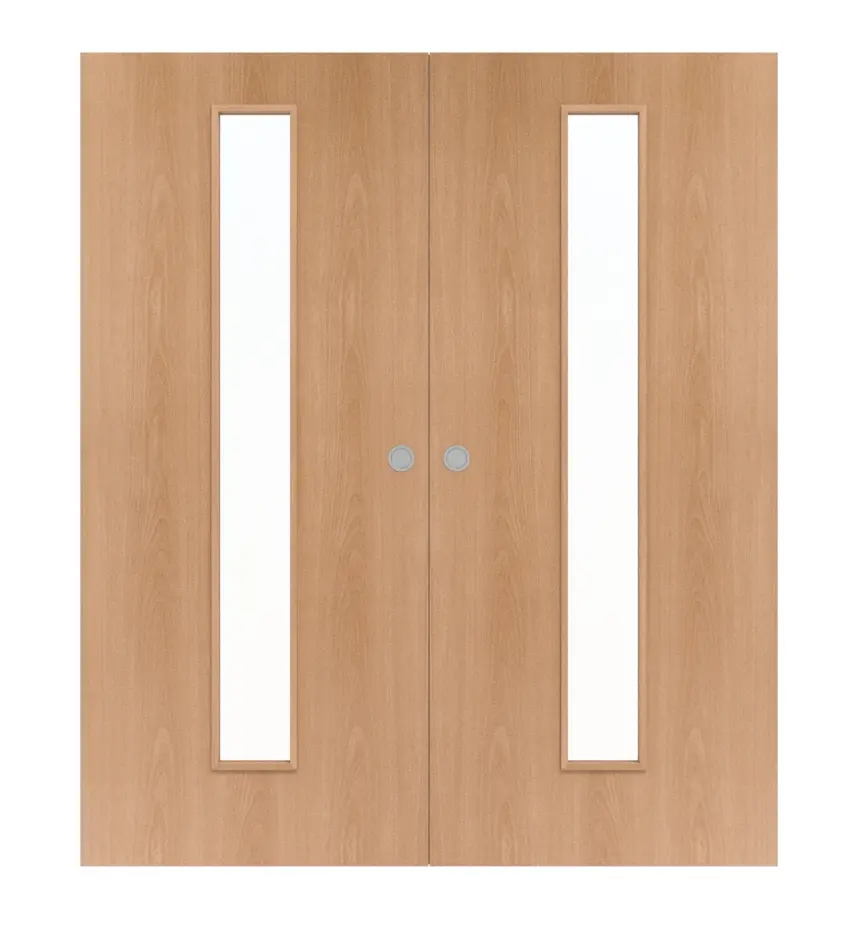 WESTAG dwuskrzydłowe drzwi przesuwne buk słoisty BU 88 PortaLit CPL z przeszkleniem LA-1