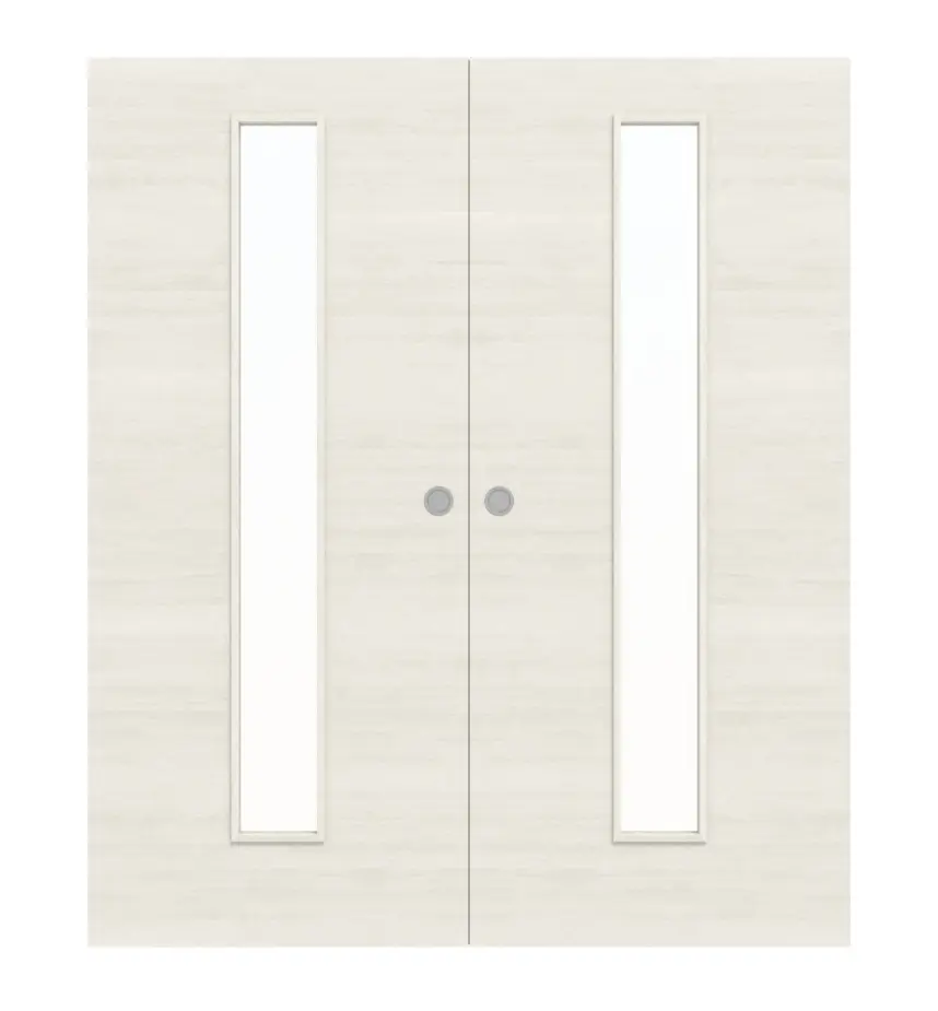 WESTAG Drzwi dwuskrzydłowe białe przesuwne Sosna Biała Krzyżowa PIC 230 PortaLit CPL z przeszkleniem LA-1