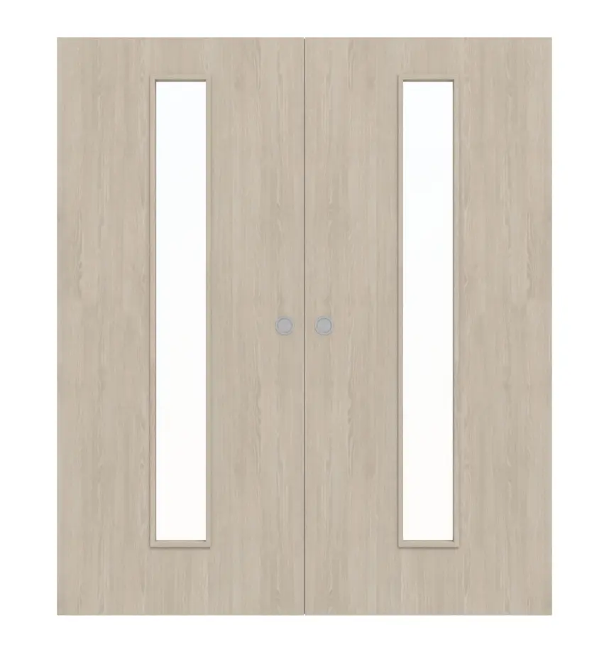 WESTAG drzwi dwuskrzydłowe białe przesuwne dąb platynowy Ei 424 PortaLit CPL z przeszkleniem LA-1