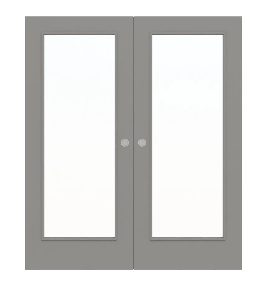 WESTAG drzwi dwuskrzydłowe białe przesuwne w kolorze szpachlówki A 446 PortaLit CPL z przeszkleniem LA-1000