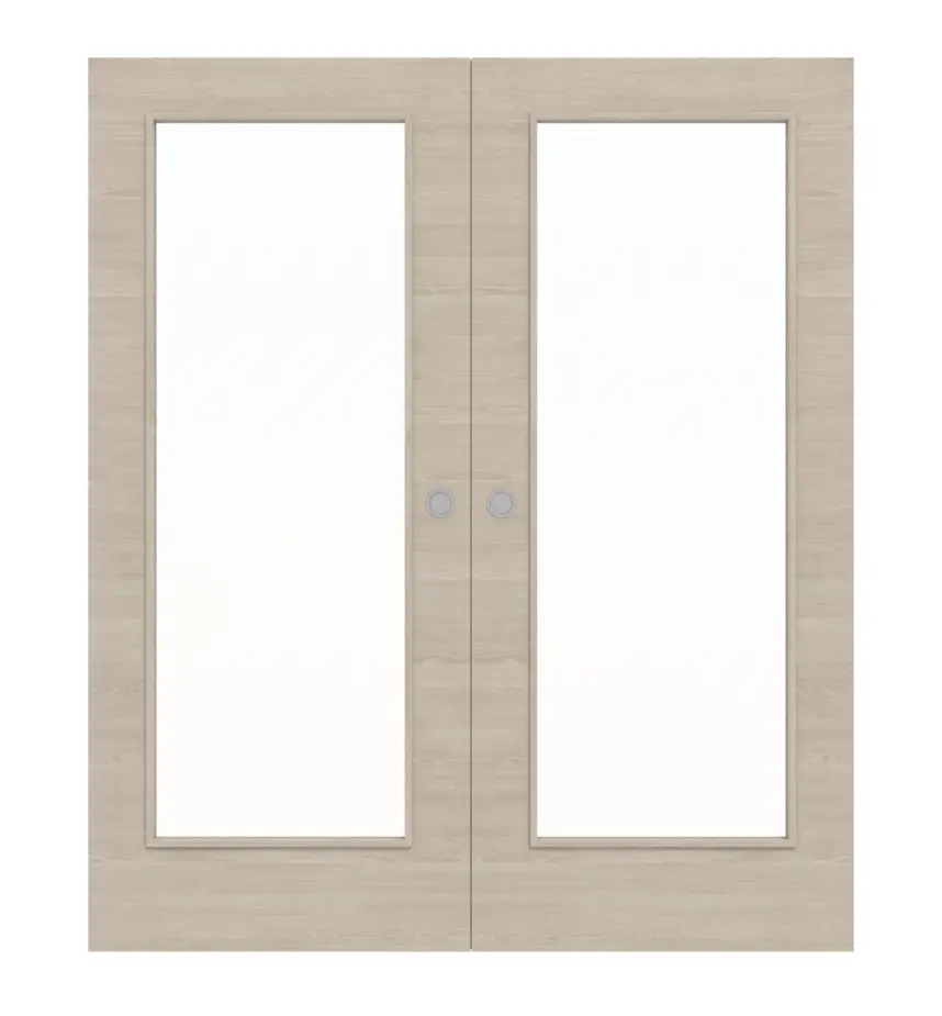 WESTAG Drzwi dwuskrzydłowe białe przesuwne Dąb platynowy Cross EIC 424 PortaLit CPL z przeszkleniem LA-1000