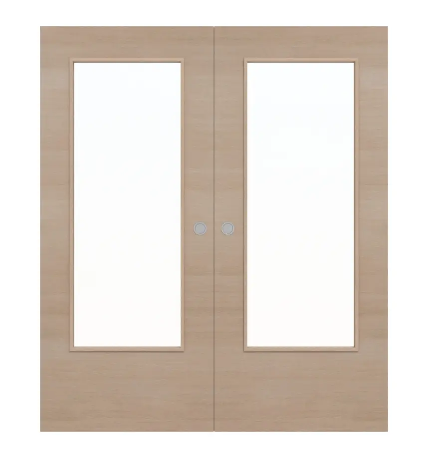 WESTAG Drzwi dwuskrzydłowe białe przesuwne Pinia Jasna Krzyżowa Pic 11 PortaLit CPL z przeszkleniem LA-DIN