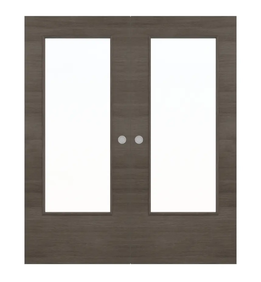 WESTAG dwuskrzydłowe drzwi przesuwne pinia szary Cross PiC 44 PortaLit CPL z przeszkleniem LA-DIN