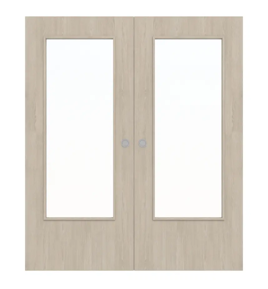 WESTAG Drzwi dwuskrzydłowe białe przesuwne Dąb platynowy Ei 424 PortaLit CPL z przeszkleniem LA-DIN