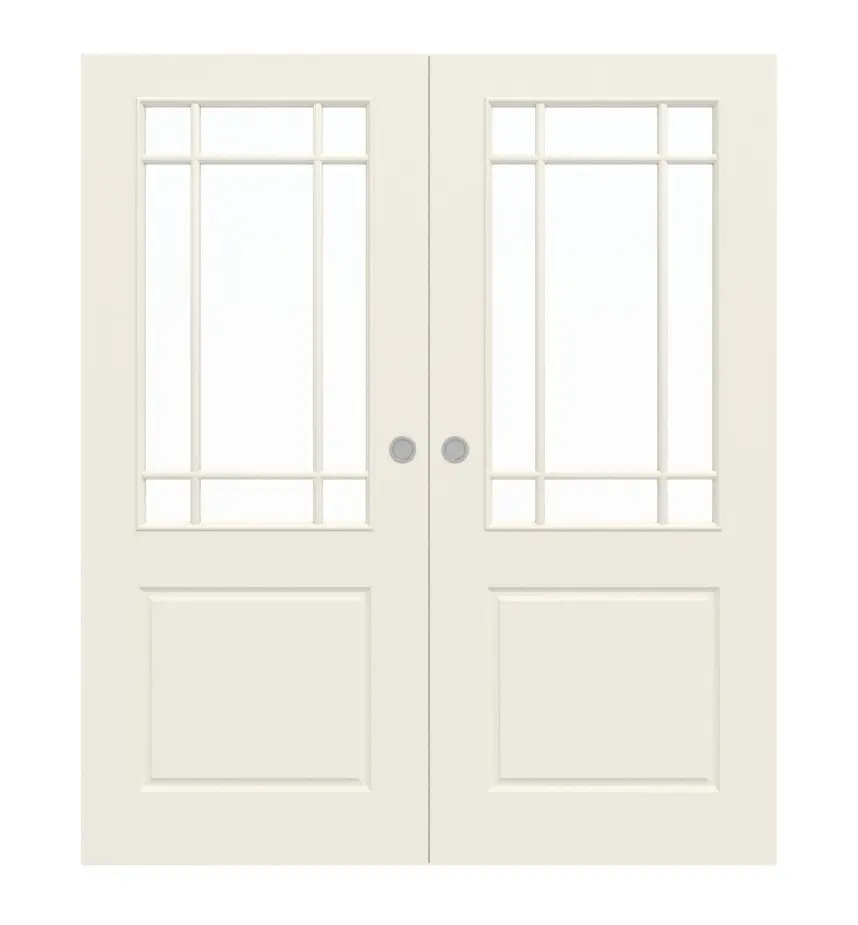 Widok frontowy Provence Typ 4002-LA, szpros 4, biały lakier, dwuskrzydłowe drzwi przesuwne - Westag & Getalit
