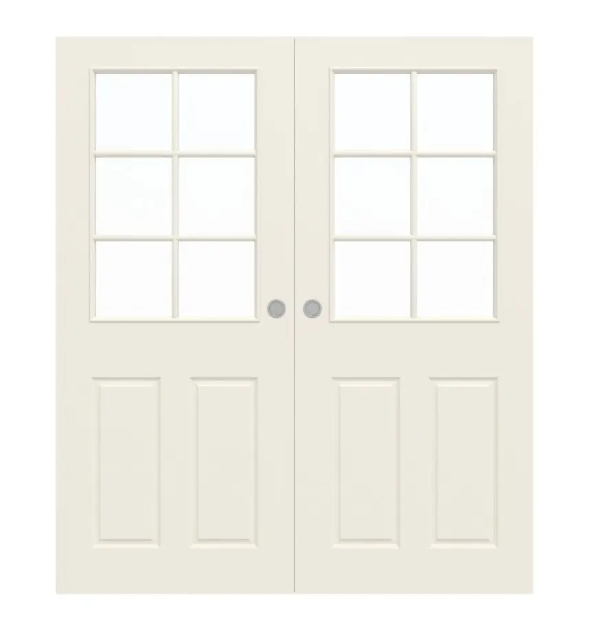 Widok frontowy Provence Typ 4004-LA 6 szprosów biały lakier drzwi przesuwne dwuskrzydłowe - Westag & Getalit
