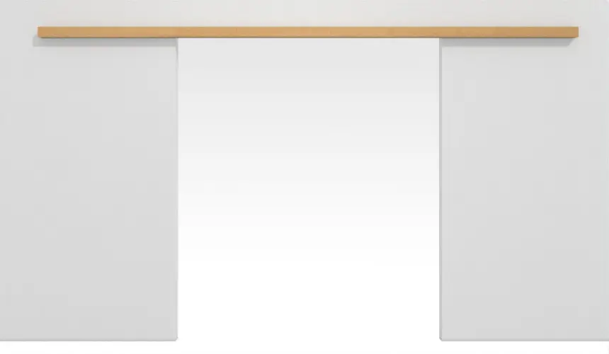 Widok frontowy systemu drzwi przesuwnych 2-skrzydłowych PortaLit klon Rustikal AH74, naściennego, bez ościeżnicy - Westag & Getalit.