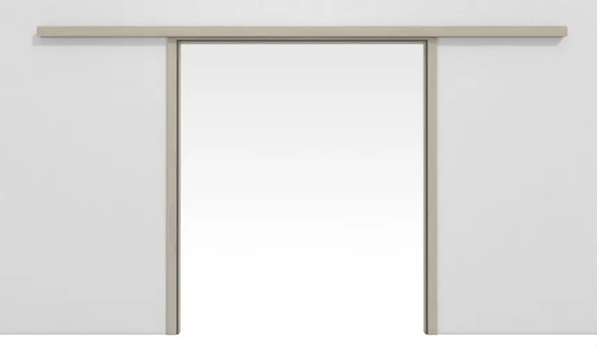 SYSTEM Dwu-skrzydłowy system drzwi przesuwnych WESTAG na ścianie, płyta dębowa Ei 424 PortaLit CPL z ościeżnicą