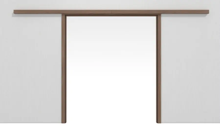 Widok frontowy dwuskrzydłowego systemu drzwi przesuwnych PortaLit orzech włoski Noce NU736 naściennego z ościeżnicą - Westag & Getalit