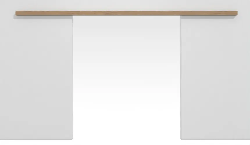 Widok frontowy dwuskrzydłowego systemu drzwi przesuwnych naściennych PortaLit-Trend dąb Adria Ei 767 CPL bez ościeżnicy - Westag