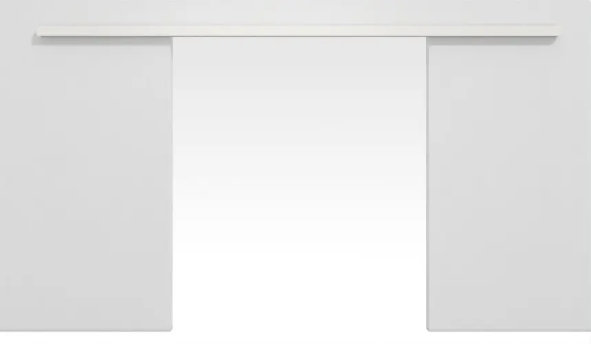 Widok frontowy dwuskrzydłowego systemu drzwi przesuwnych WestaLack arctic biały RAL 9016 naściennego bez ościeżnicy - Westag & Getalit