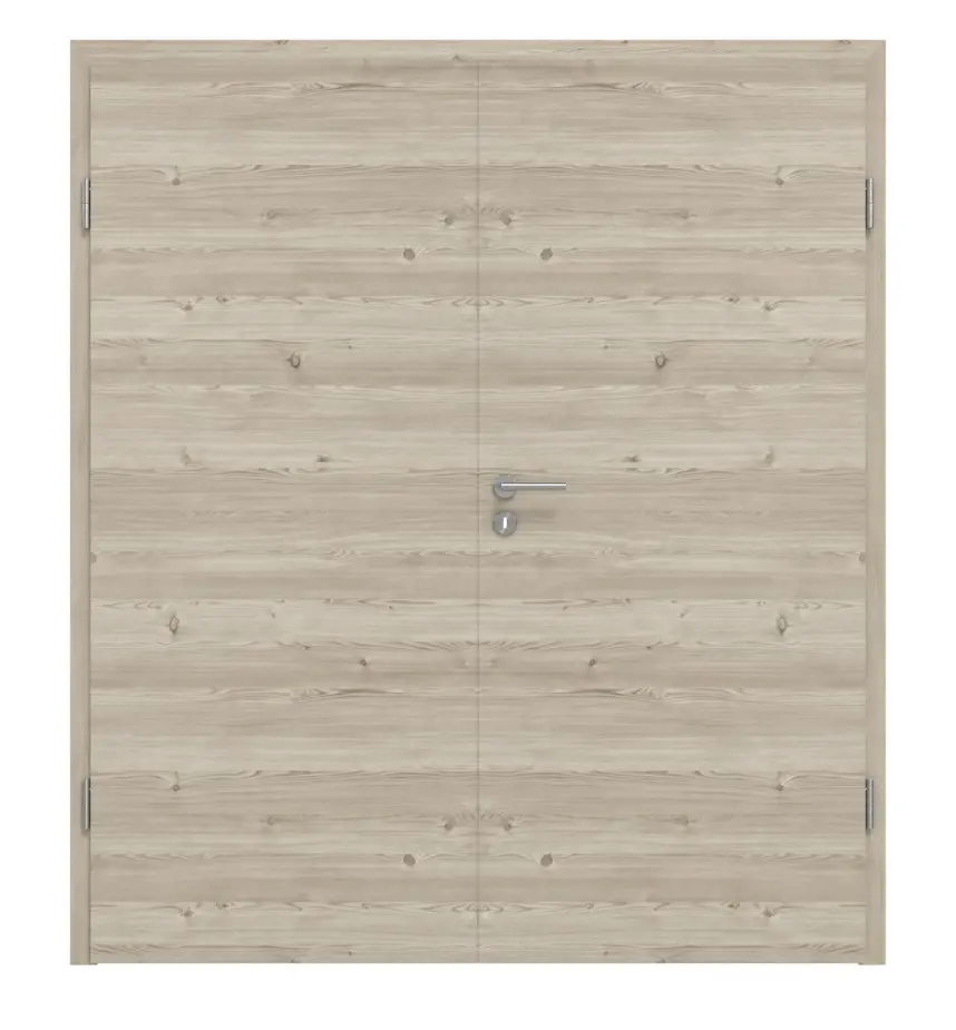 HÖRMANN drzwi dwuskrzydłowe szczotkowane modrzew jasny wzdłuż Duradecor ProLine z ościeżnicą