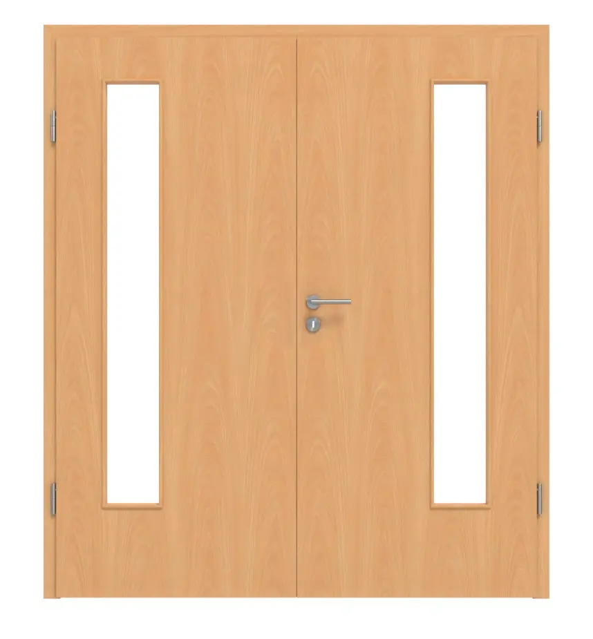 HÖRMANN drzwi dwuskrzydłowe, buk francuski, Duradecor ProLine, z przeszkleniem LA 24 po stronie zawiasów z ościeżnicą