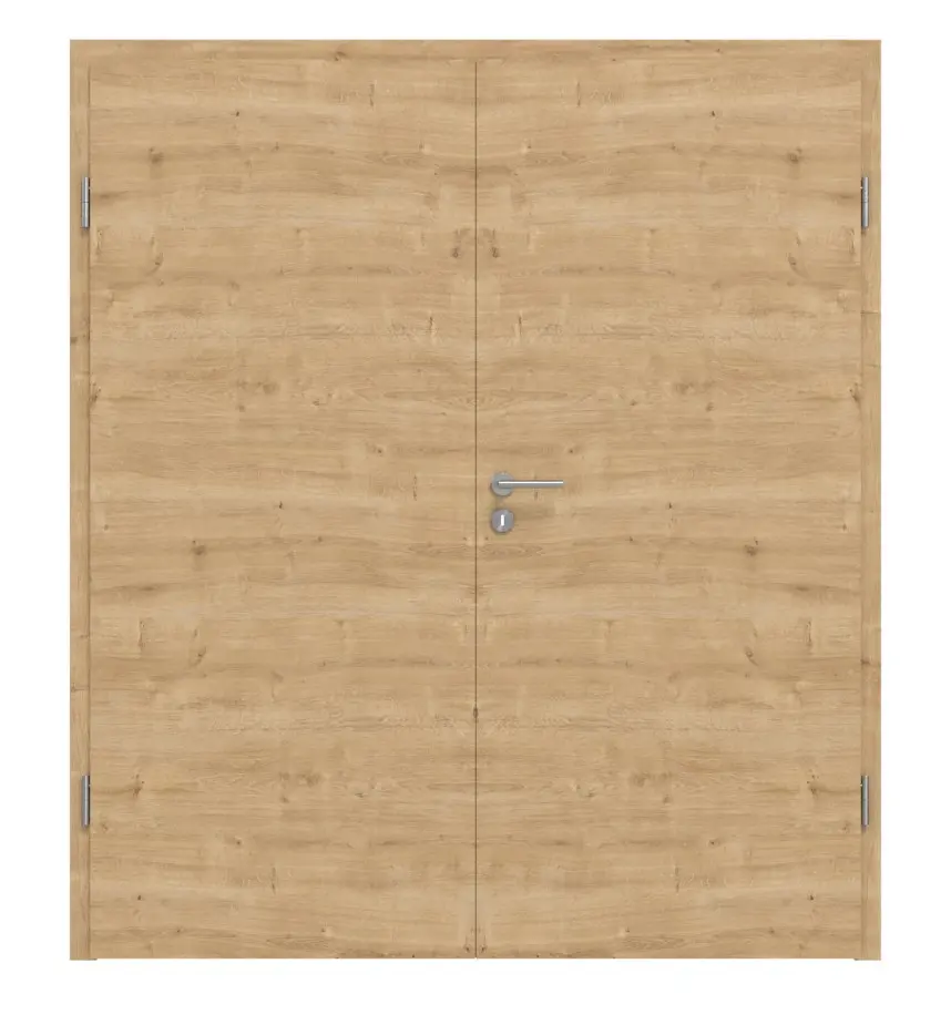 Widok frontowy dąb sękaty wzdłuż Basic Durat drzwi dwuskrzydłowe z ościeżnicą - Huga