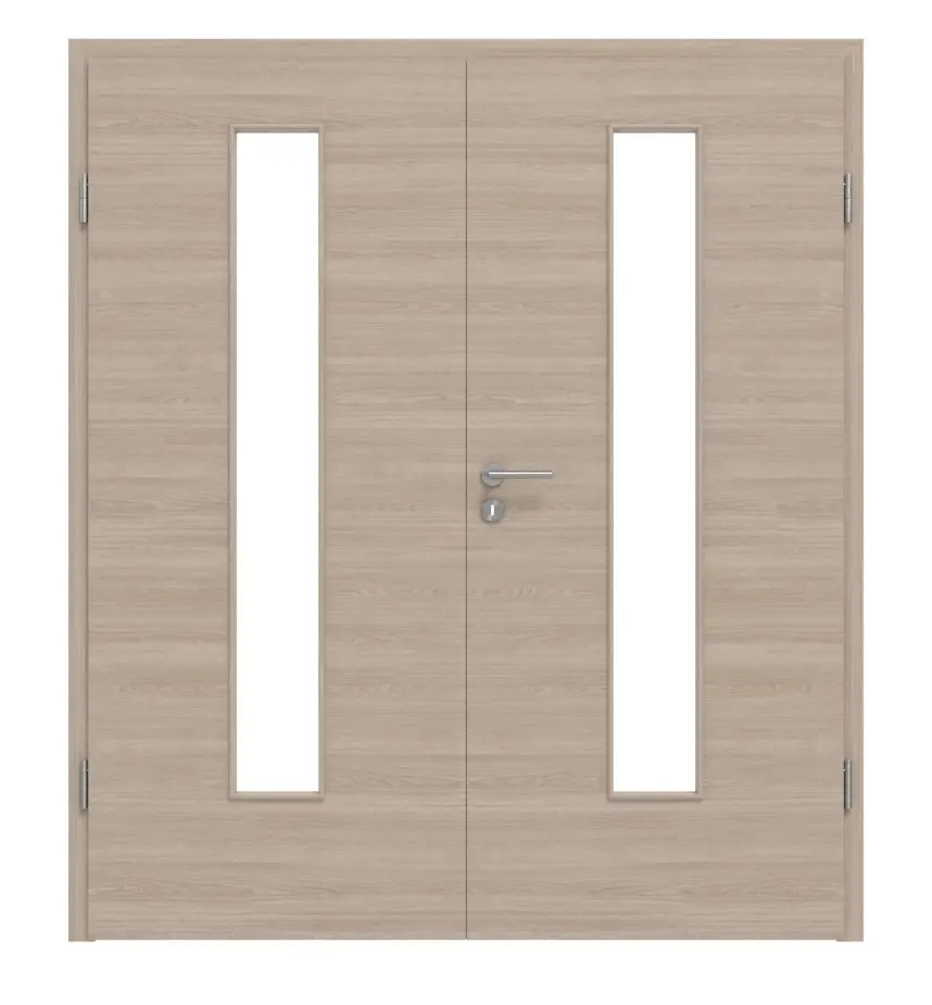 Widok frontowy dąb szary wzdłuż LA 24 BaseLine Duradecor drzwi dwuskrzydłowe z ościeżnicą - Hörmann