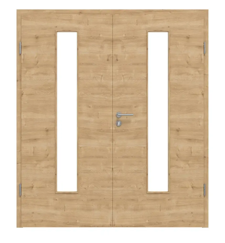 Widok frontowy – dąb dziki wzdłuż, LA 24 BaseLine Duradecor, drzwi dwuskrzydłowe z ościeżnicą – Hörmann